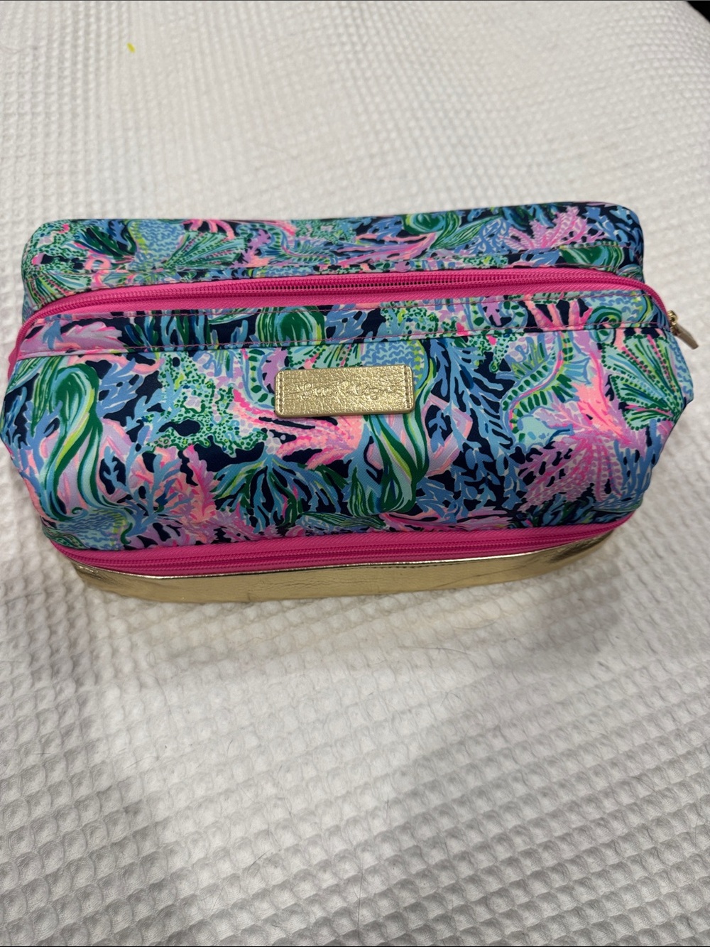 Lilly Pulitzer Floral Pink & Blue Cosmetic Case